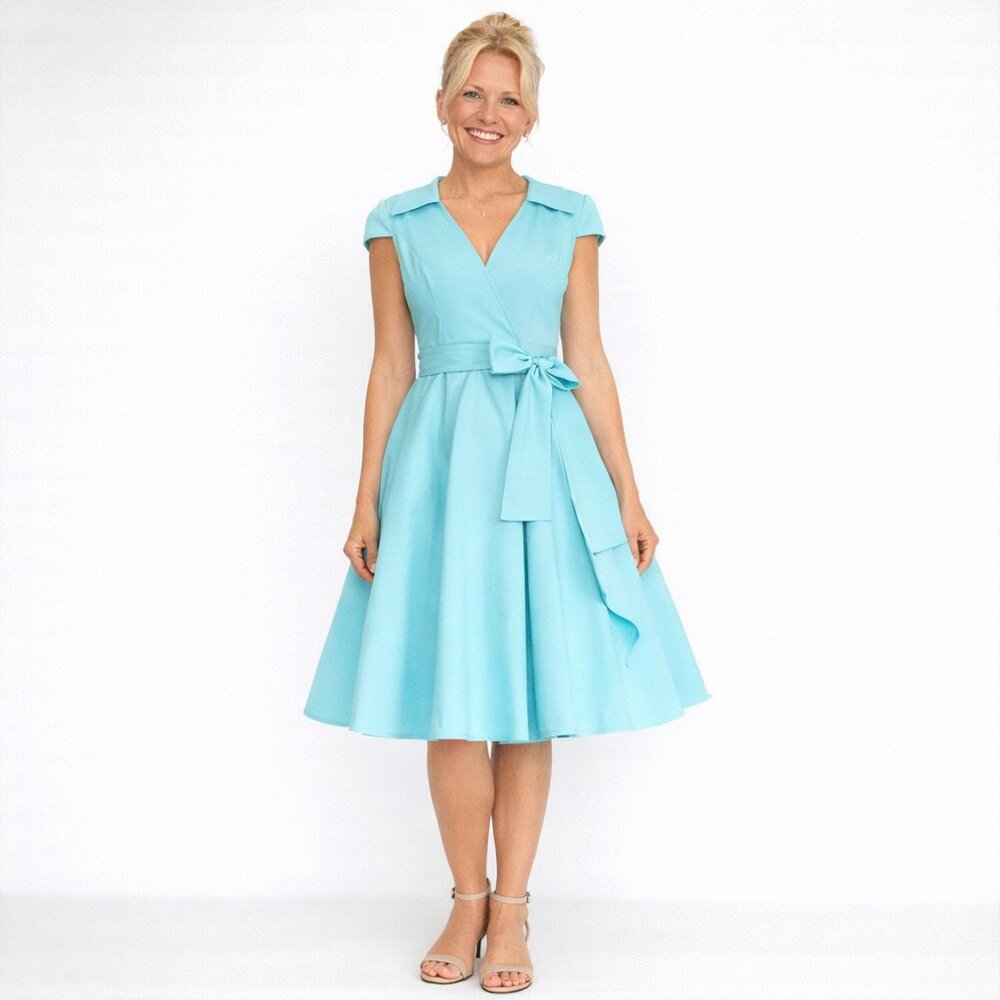 Aqua Wrap Swing Dress